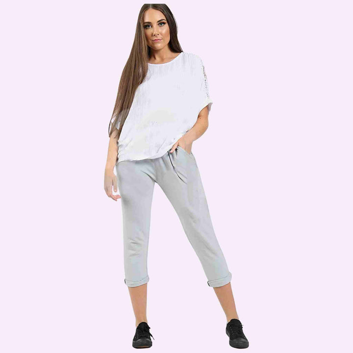 Elastic Waist Active Yoga Plain Jogging Pants