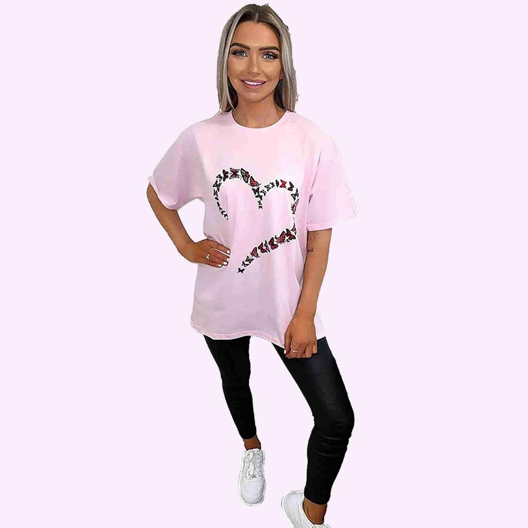 Heart Butterfly Printed T-Shirt