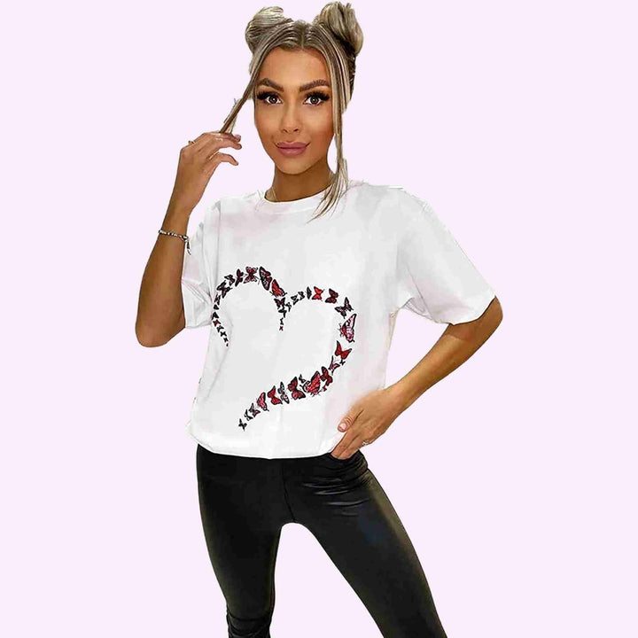 Heart Butterfly Printed T-Shirt