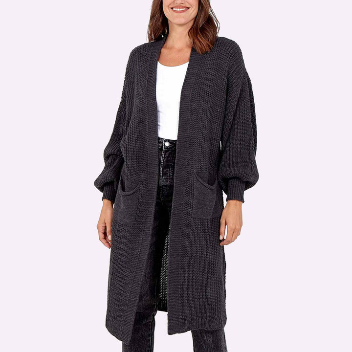 Balloon Sleeve Long-Length Cardigan