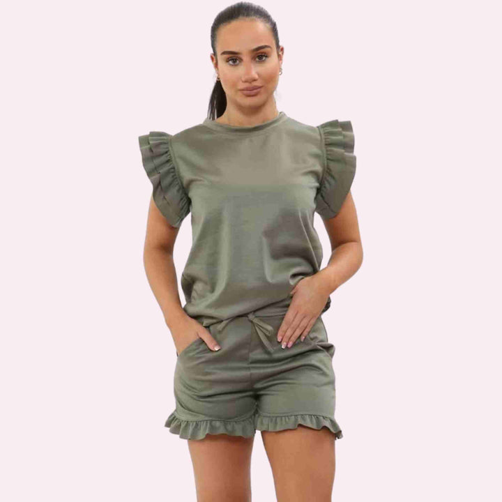 Womens Frill Peplum Sleeve Top