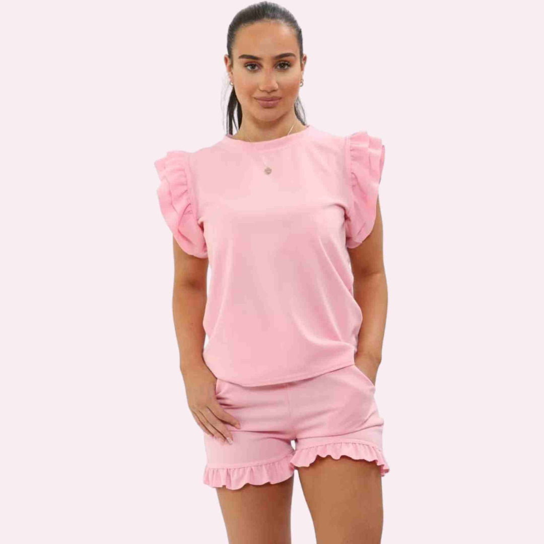 Womens Frill Peplum Sleeve Top