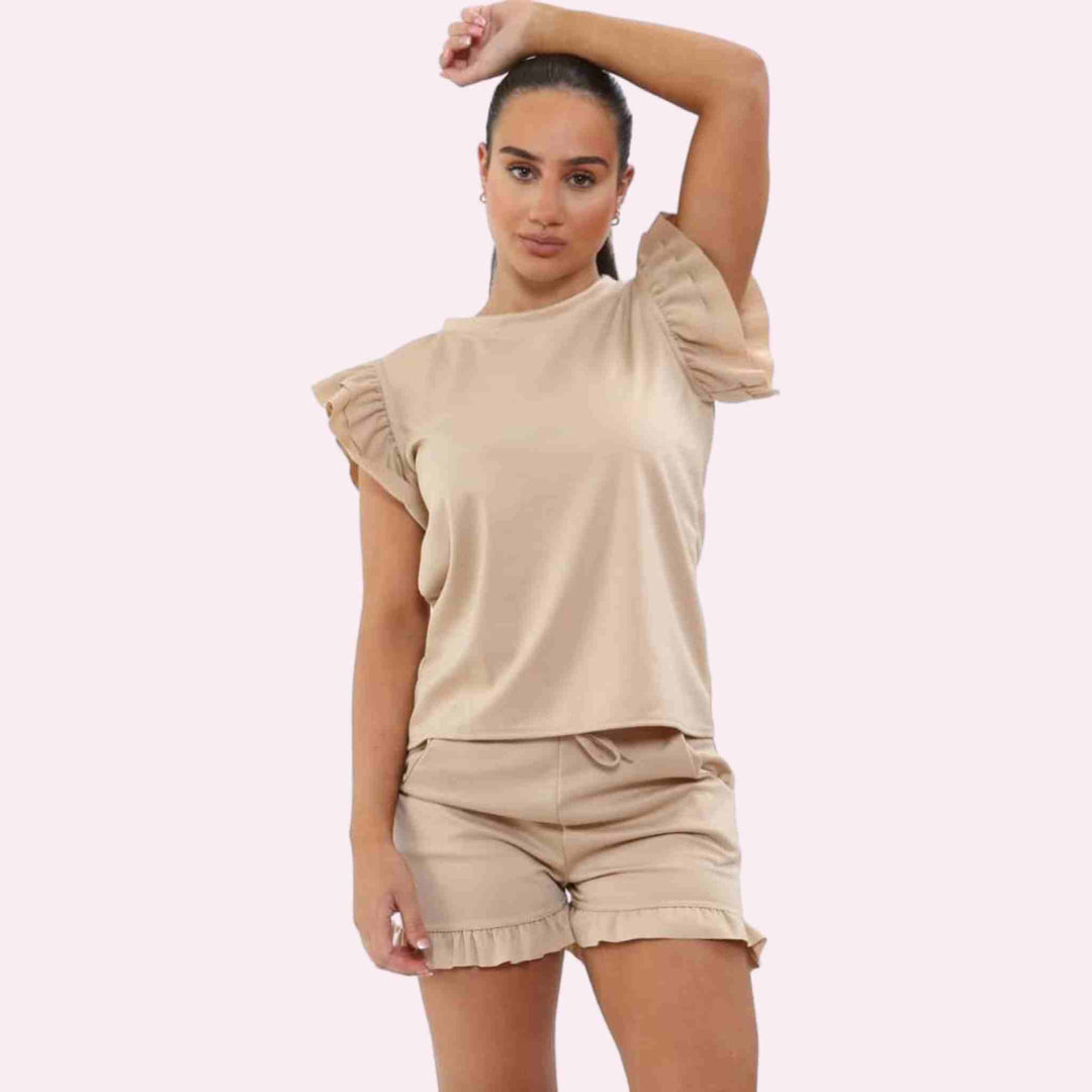 Womens Frill Peplum Sleeve Top