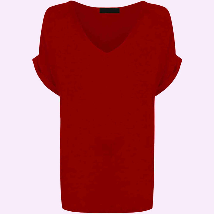 Ladies Baggy Batwing Sleeve V-Neck T-Shirt